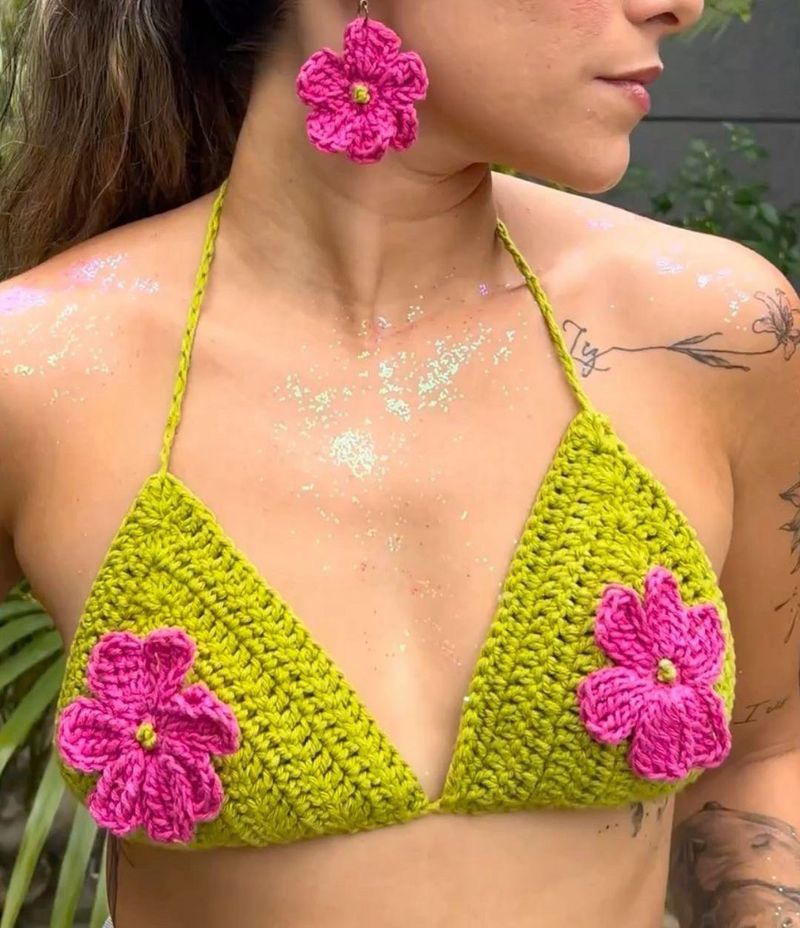 Crochet Flower Bikini Top