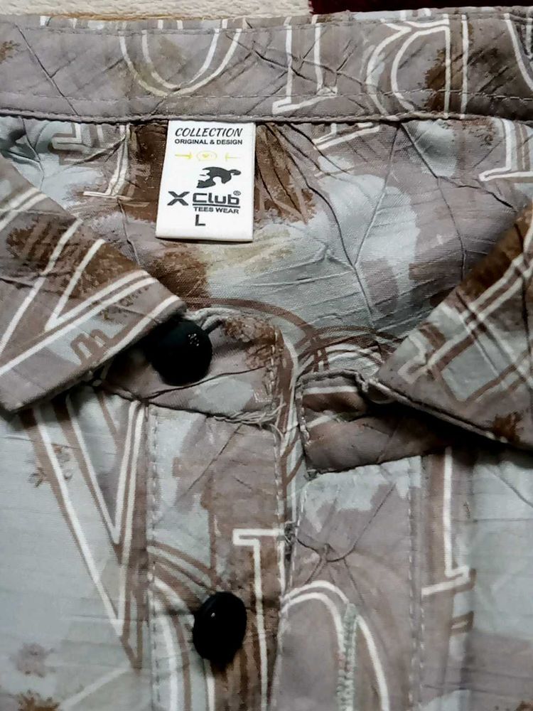 Unique Graphic Print Button-Up Shirt