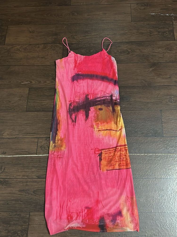 Abstract Print Slip Dress
