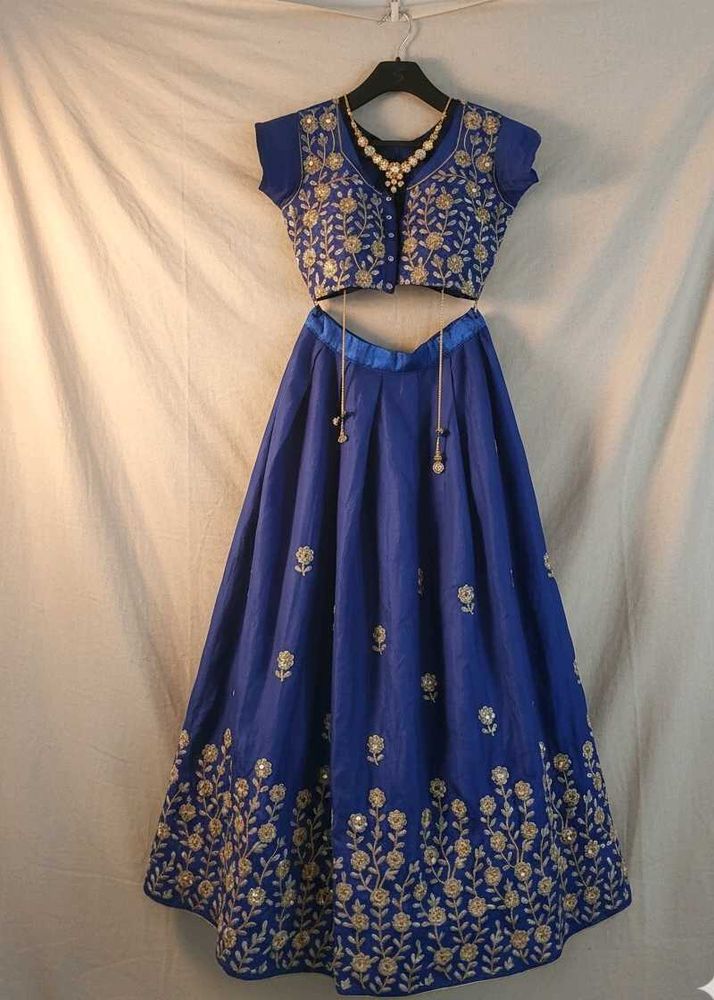 Royal Blue Embroidered Lehenga Choli Set
