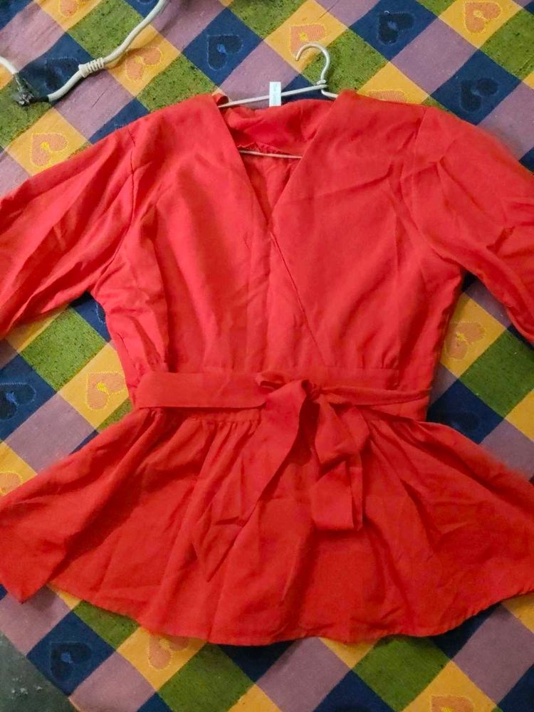 Chic Red Peplum Top