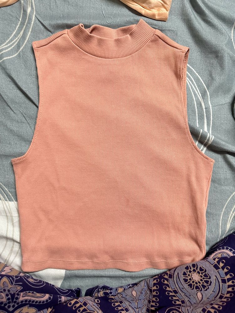 Turtle Neck Peach Top