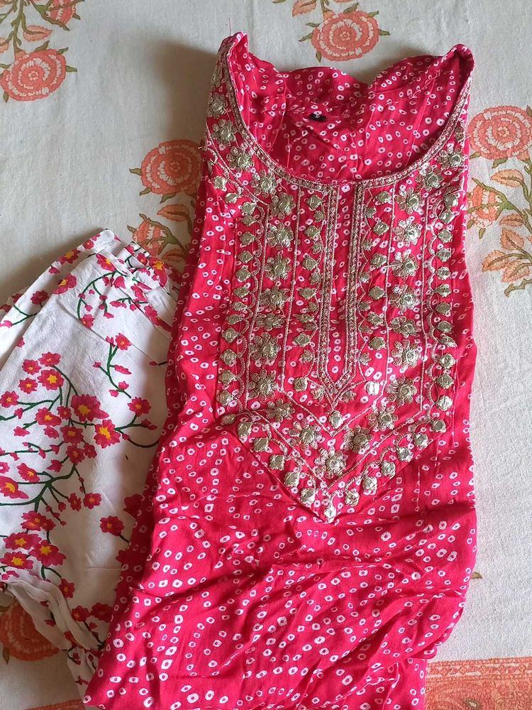 New Bandhani Print Kurta Pant  Set
