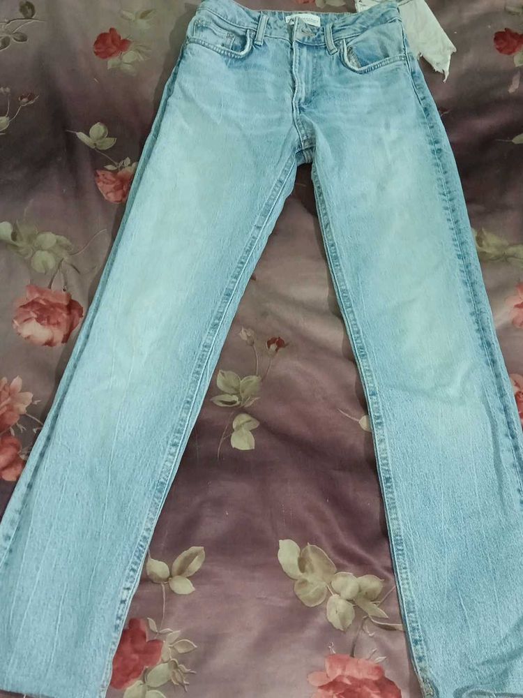 ZARA Light Wash Straight Leg Jeans