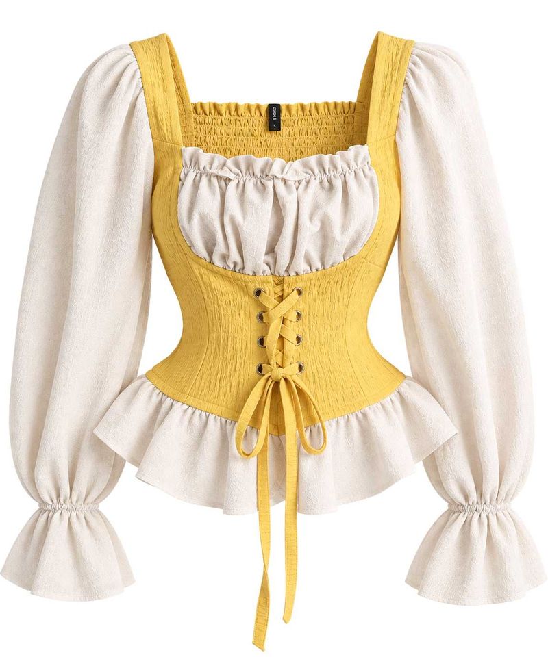 Romantic Vintage Yellow Corset Top