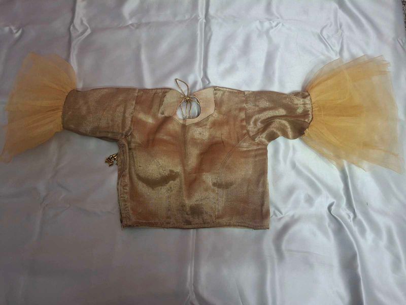 Sheer Bell Sleeve Brocade Blouse