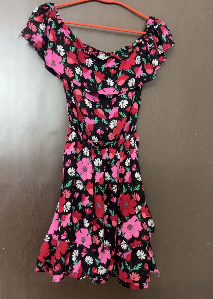 Floral Print Off Shoulder Dress