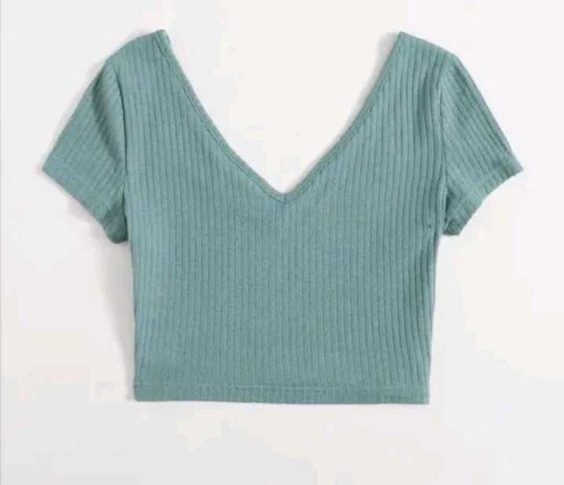 Ribbed V-Neck Crop Top