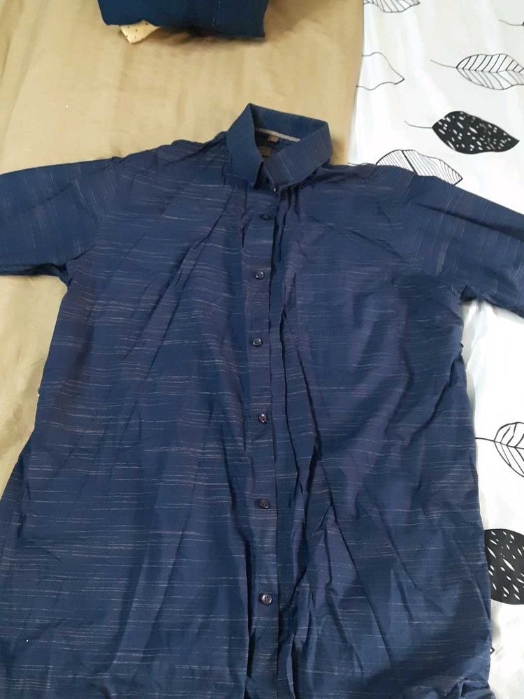 Men's Blue Striped Button-Up Shirt