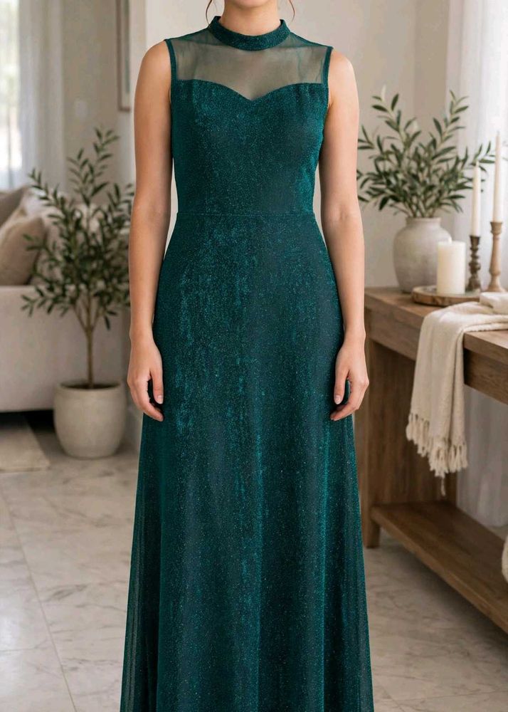 Elegant Green Sparkle Maxi Dress