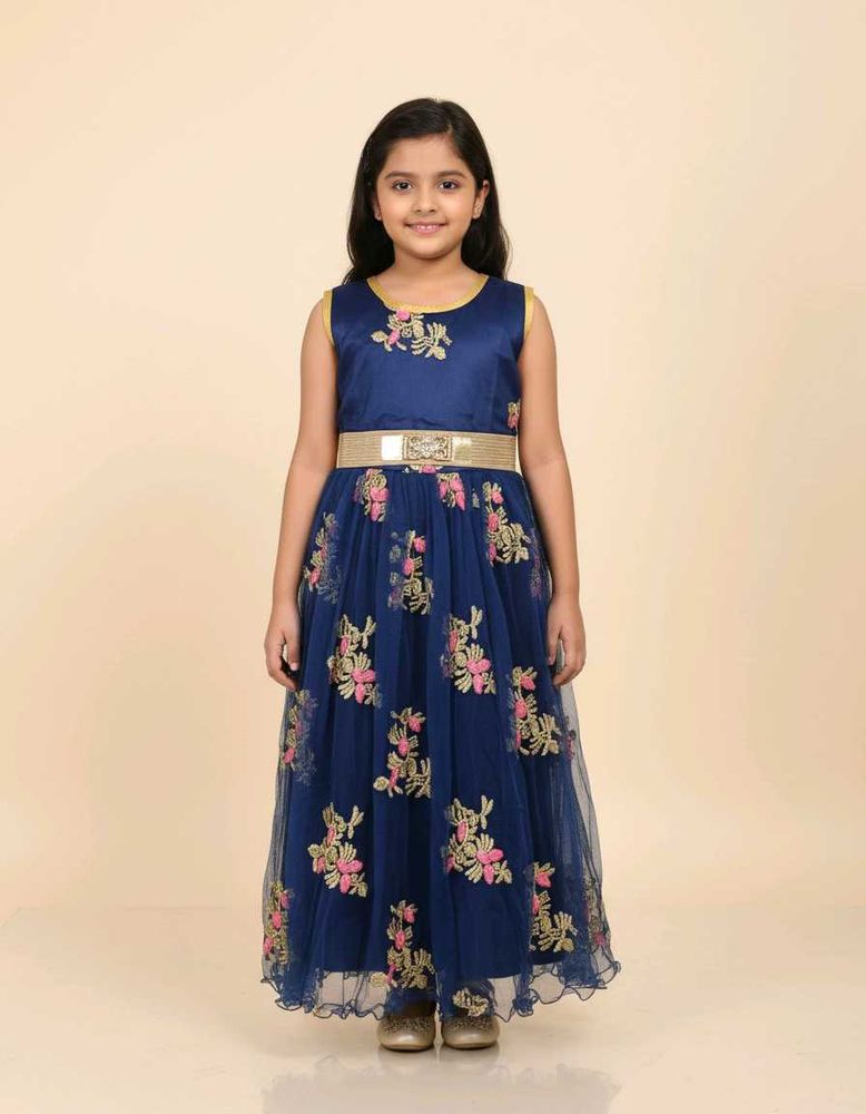 Girls' Navy Floral Dress