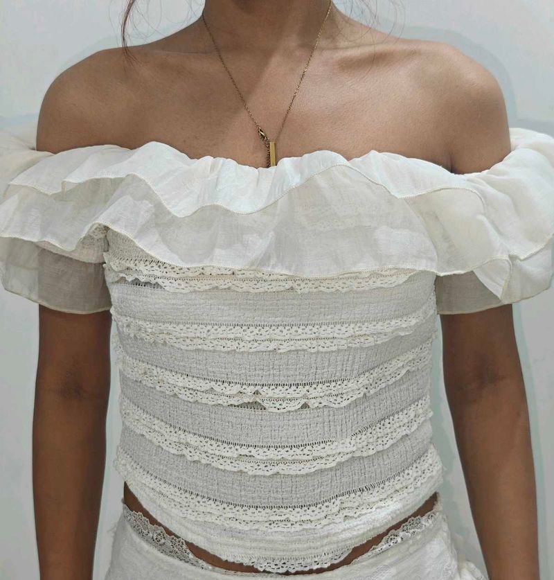 Boho Off-Shoulder Ruffle Top