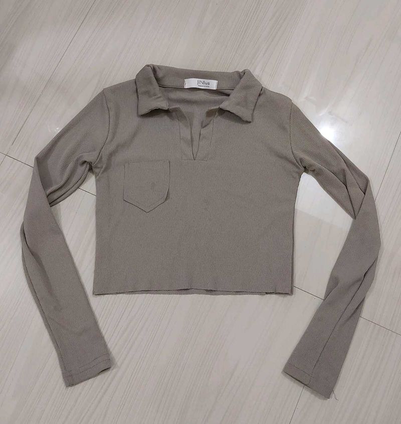 Khaki Crop Top