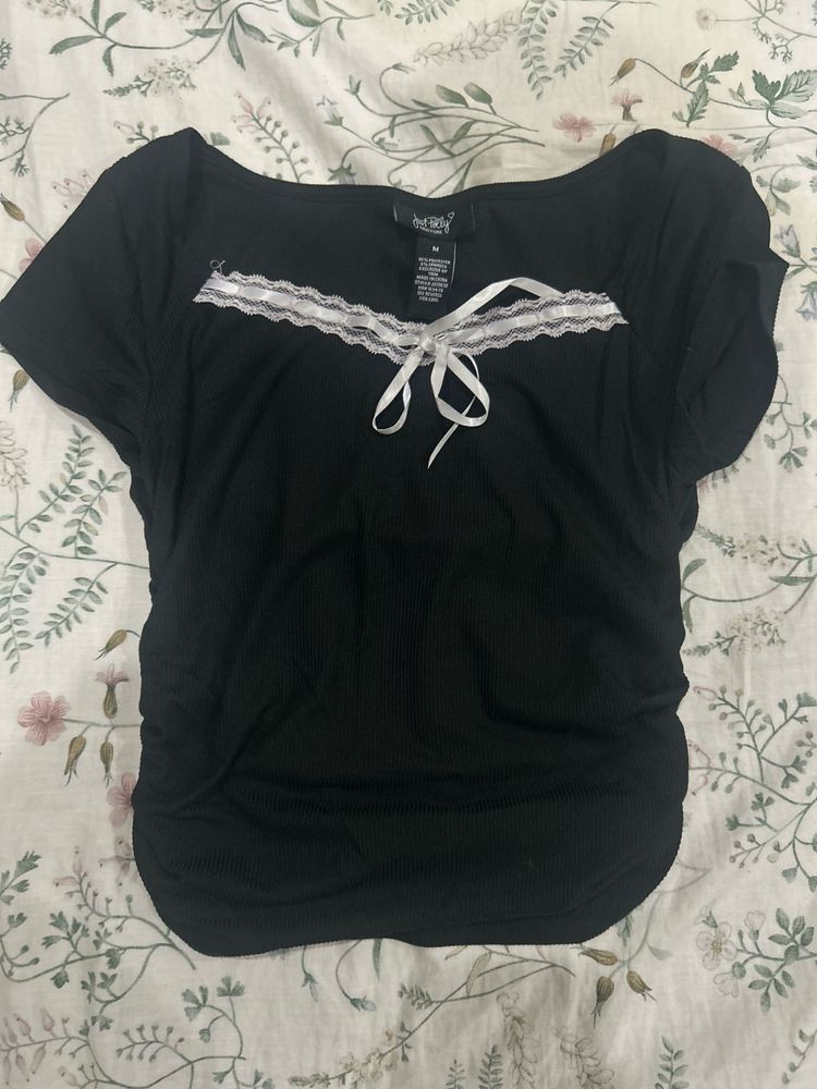 Black Lace Trimmed Top