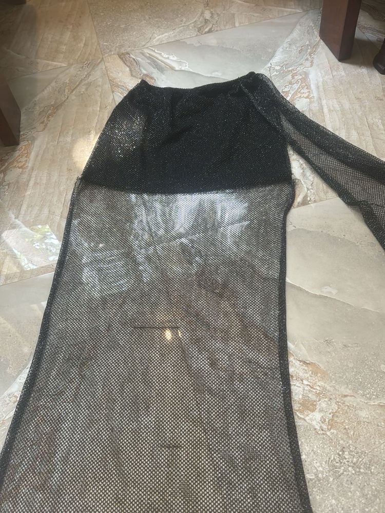 Sparkly Black Mesh Gown
