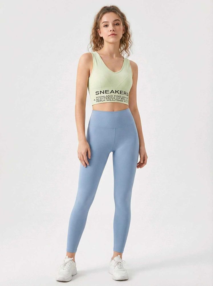 Green Graphic Sports Bra