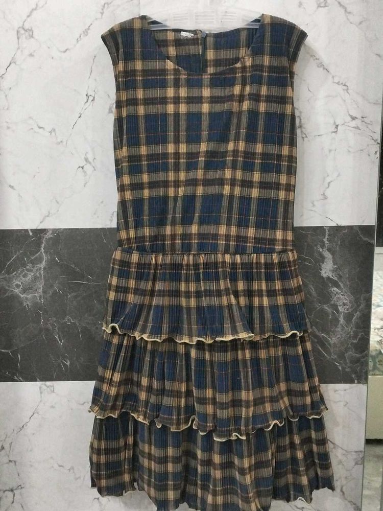 Plaid Tiered Ruffle Dress