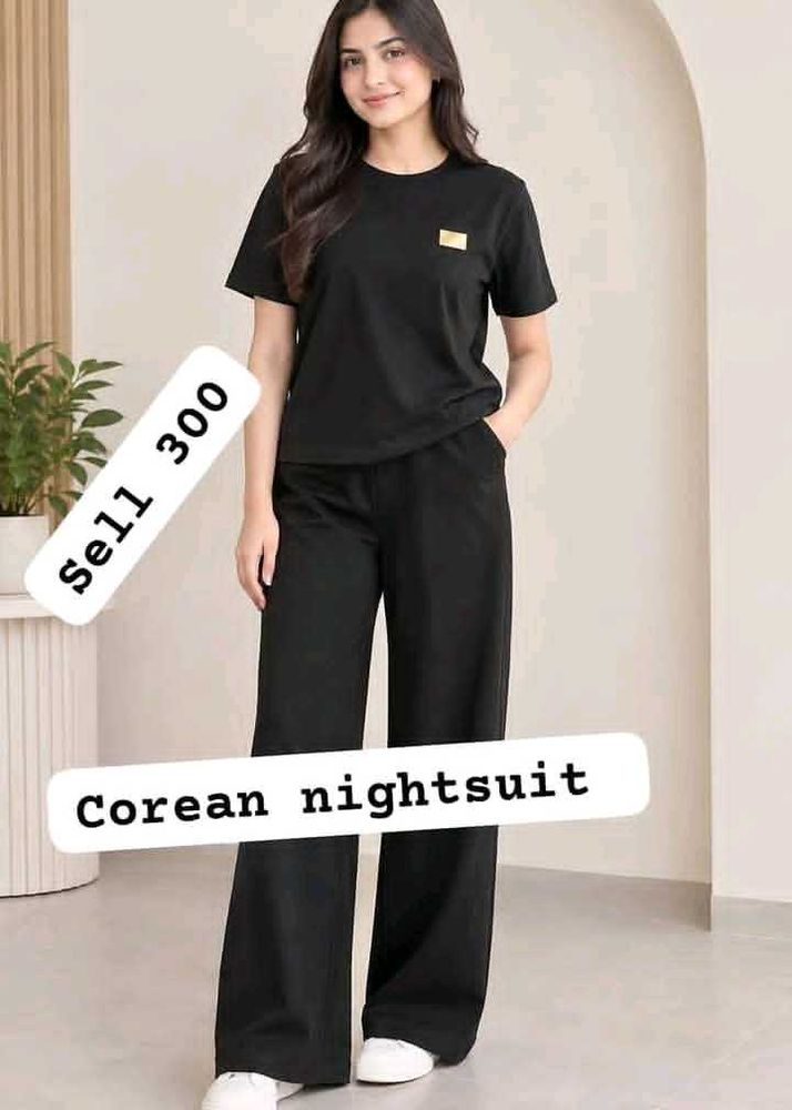Comfortable Black Korean Nightsuit