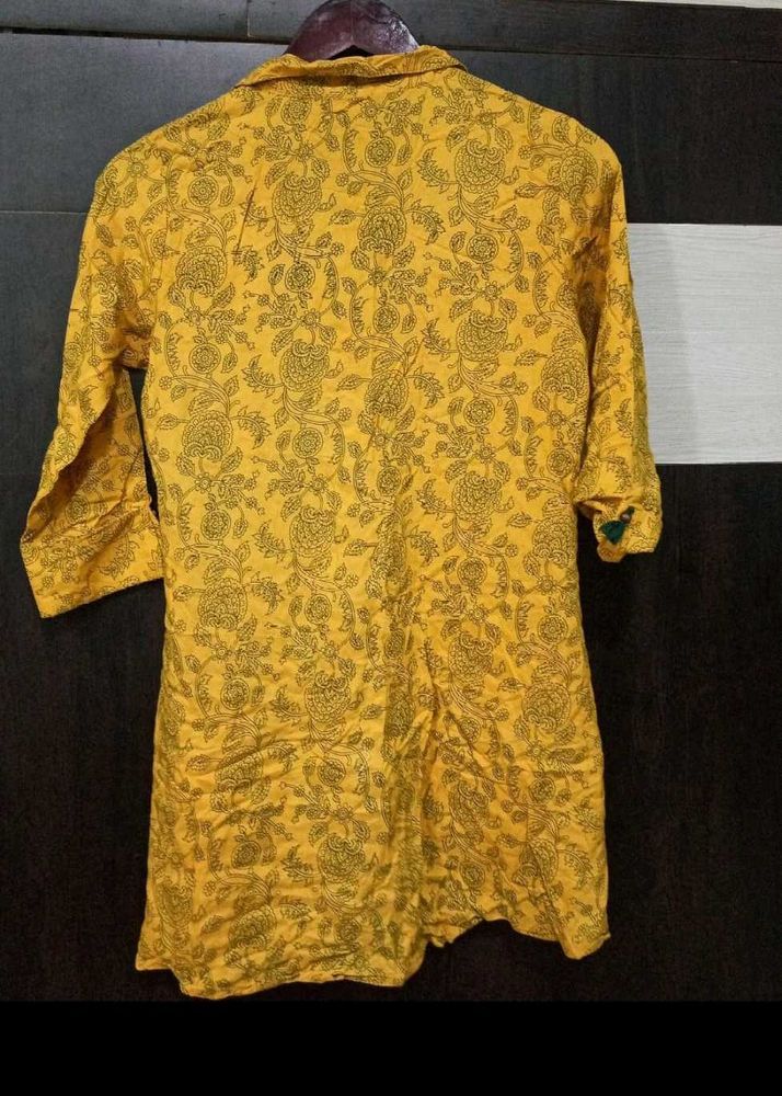 Yellow Floral Print Kurta