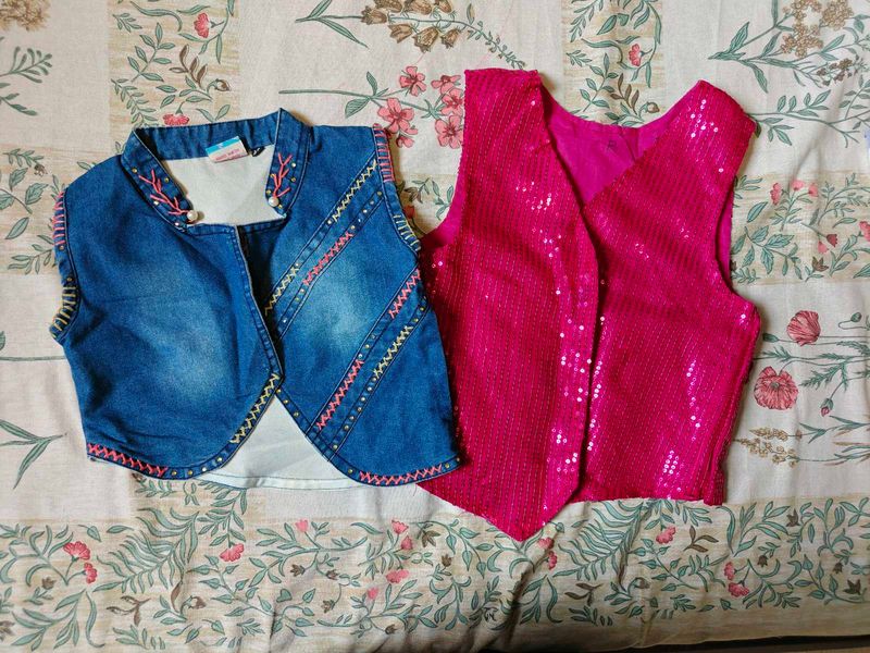 Cute Girls Denim &amp; Sequins Vests