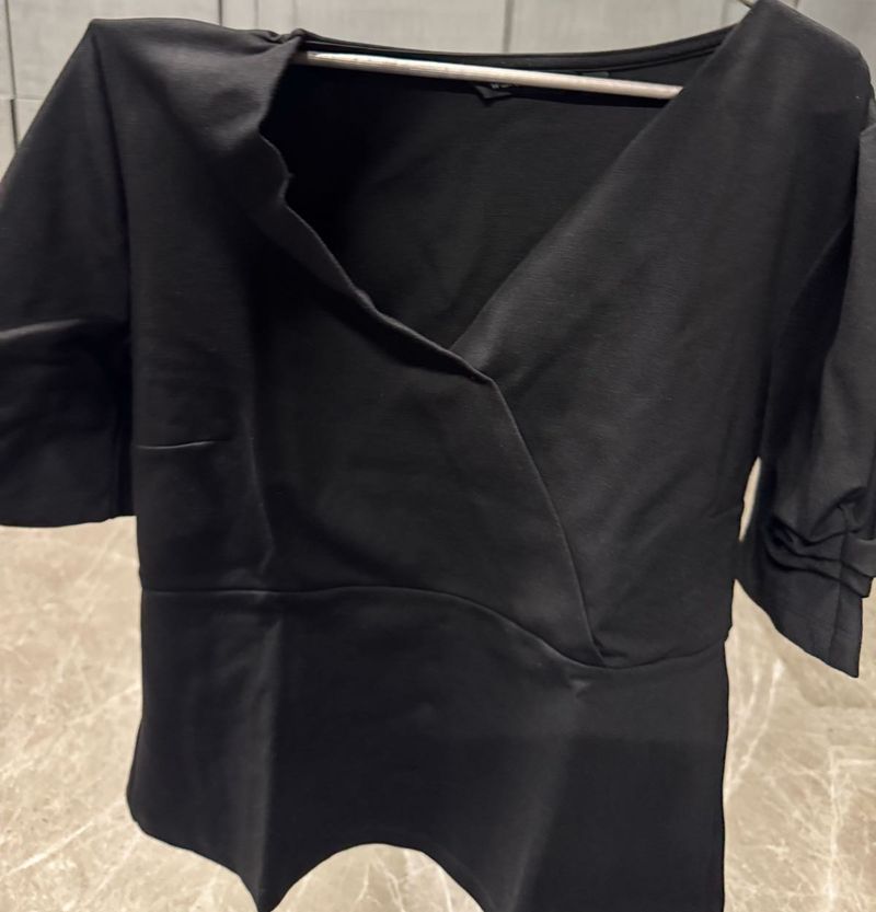 Chic Black Wrap Top