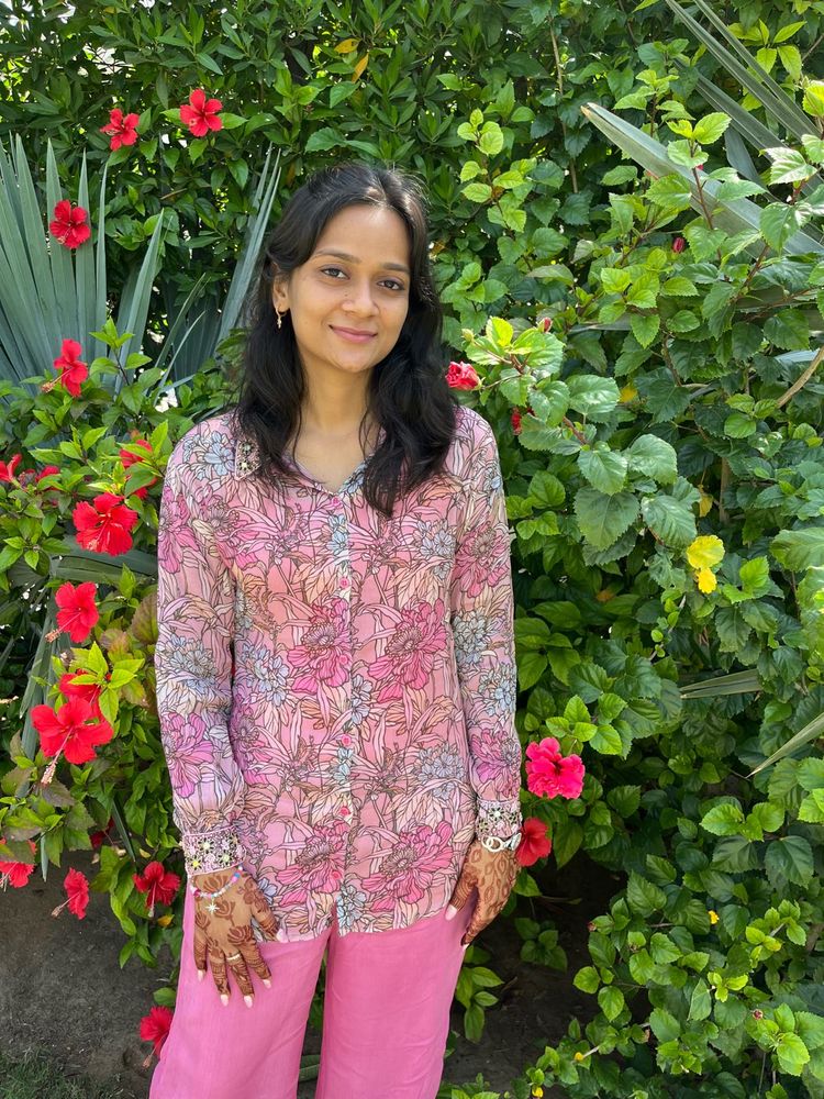 Floral pink top and palazzo Co-od Set