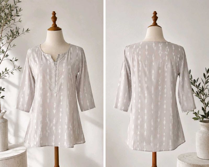 Elegant Grey Printed Kurta