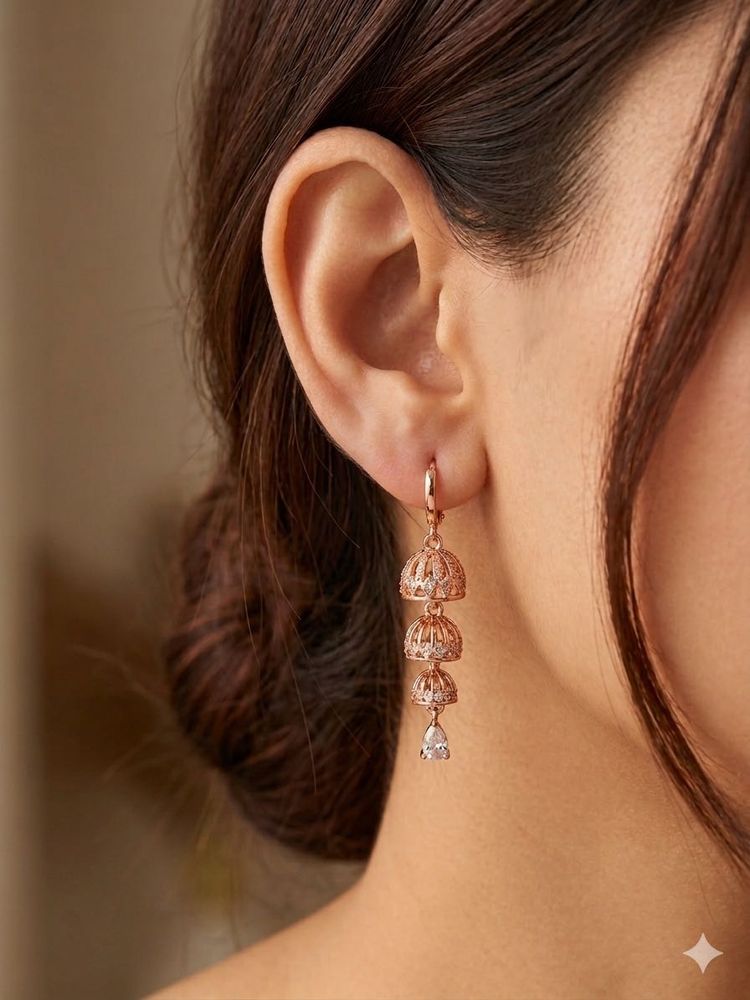 Rose Gold Jhumka Earrings