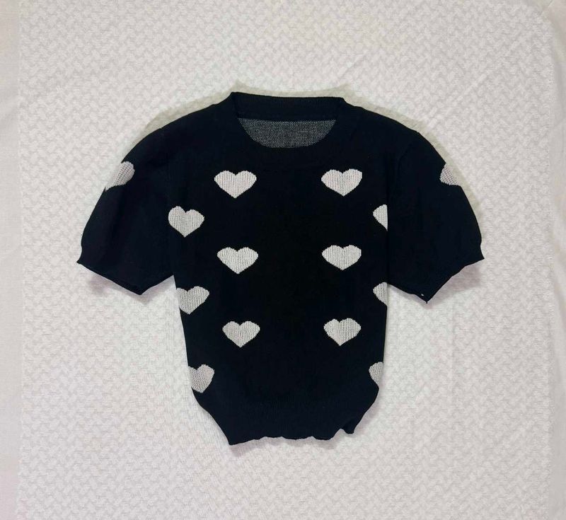 Cute Mini heart Black top
