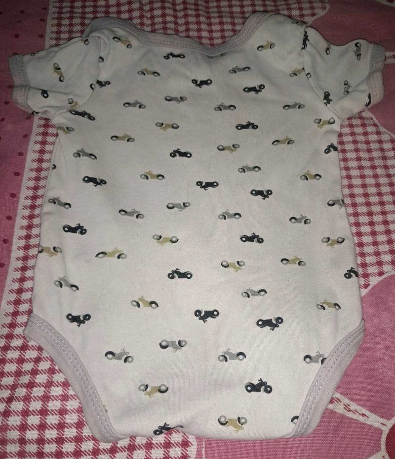 Cute Baby Onesie with Motorcycle Print
