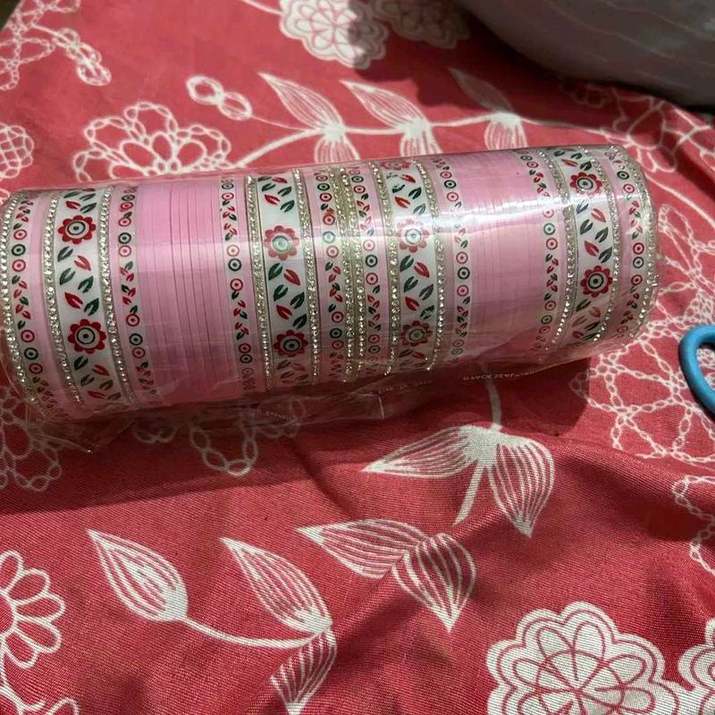 light Pink Floral Bangles Set