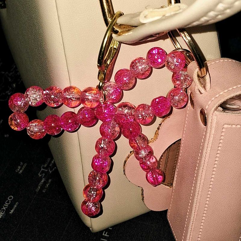 Sparkling Pink Bow Keychain