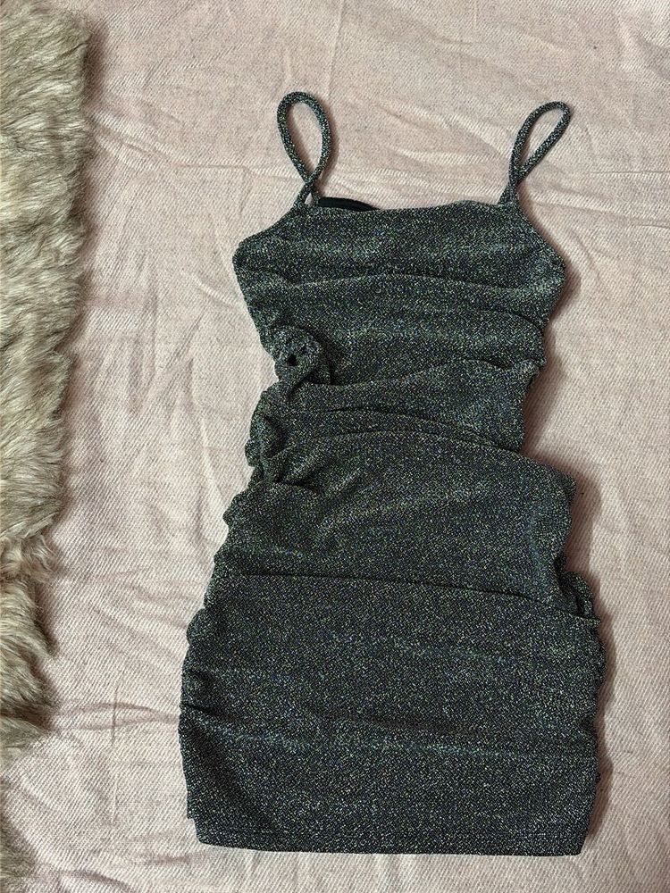 Sparkly Ruched Mini Dress
