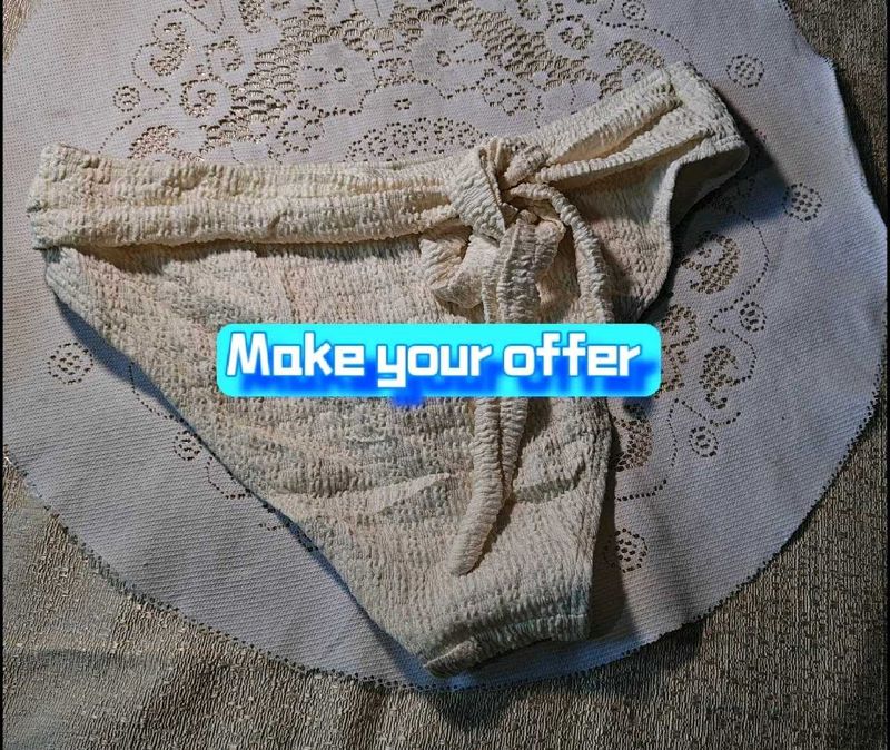 Textured Bikini Bottoms with Tie Detail
