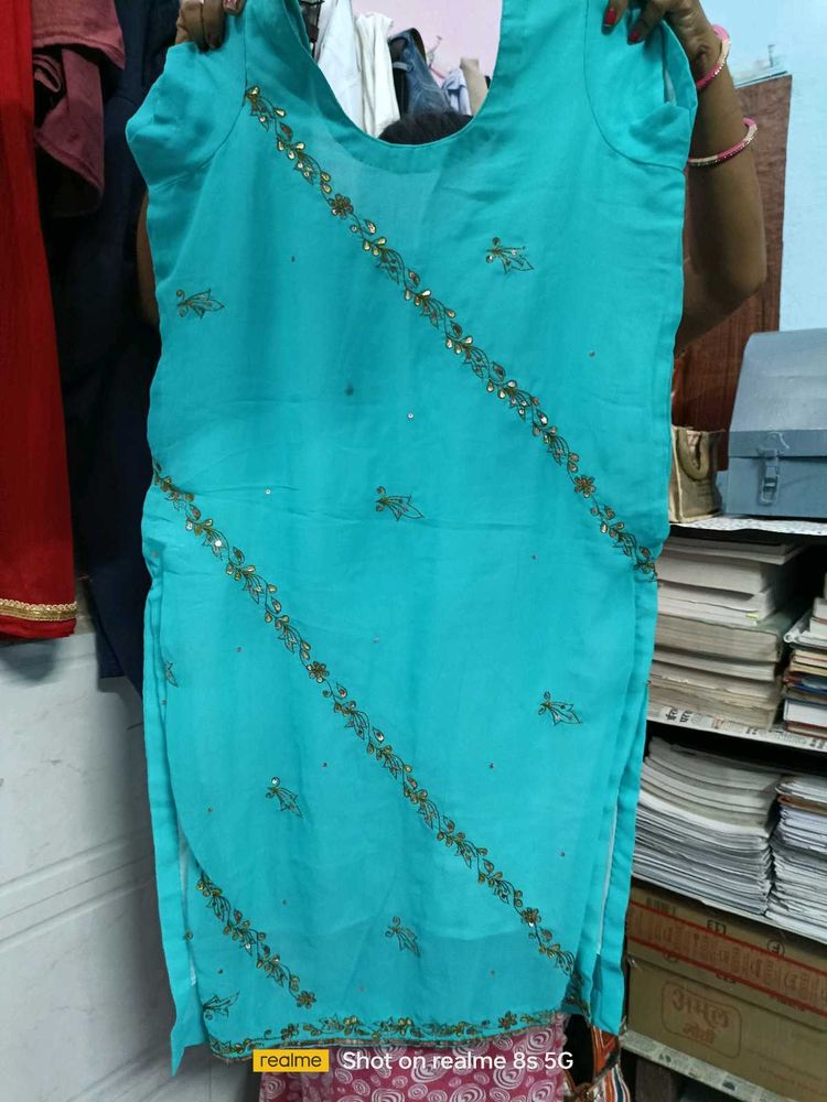 Beautiful Blue Embroidered Kurta