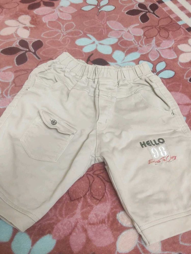 Khaki Cargo Shorts with "Hello 98"