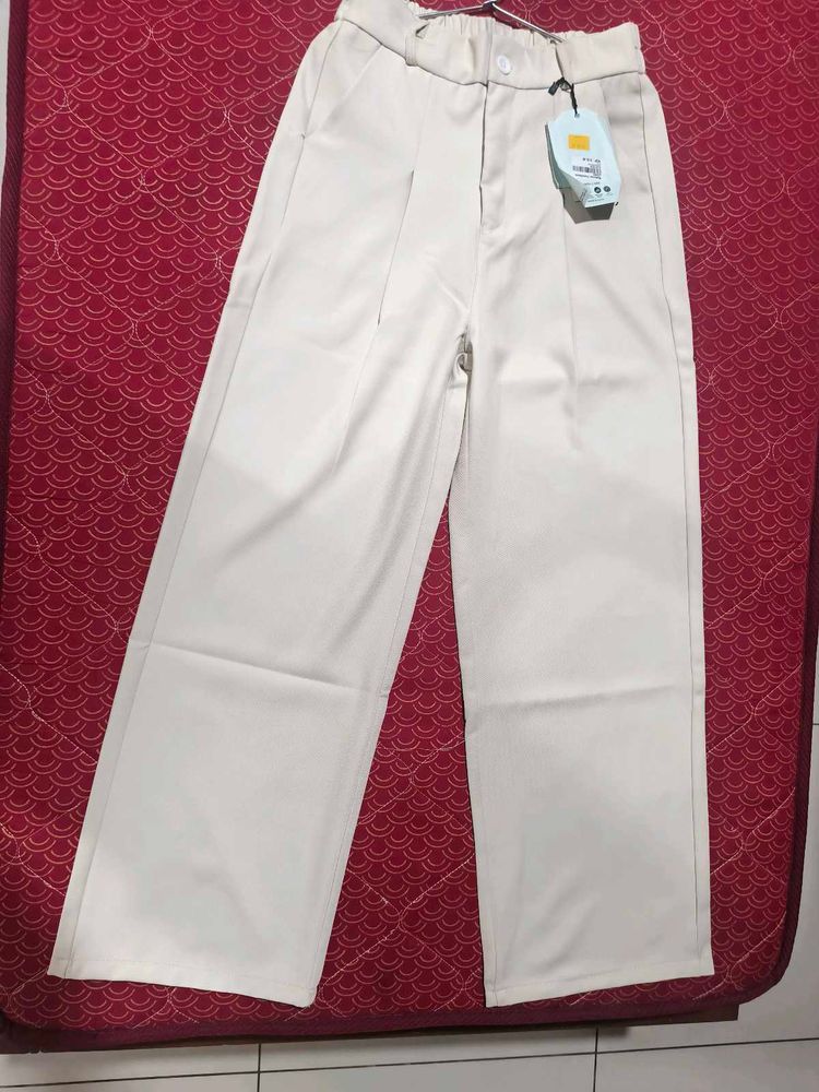 Cream Wide Leg Trousers