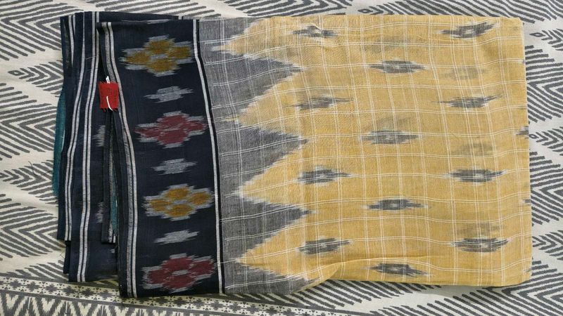 Elegant chikoo and black cotton Saree