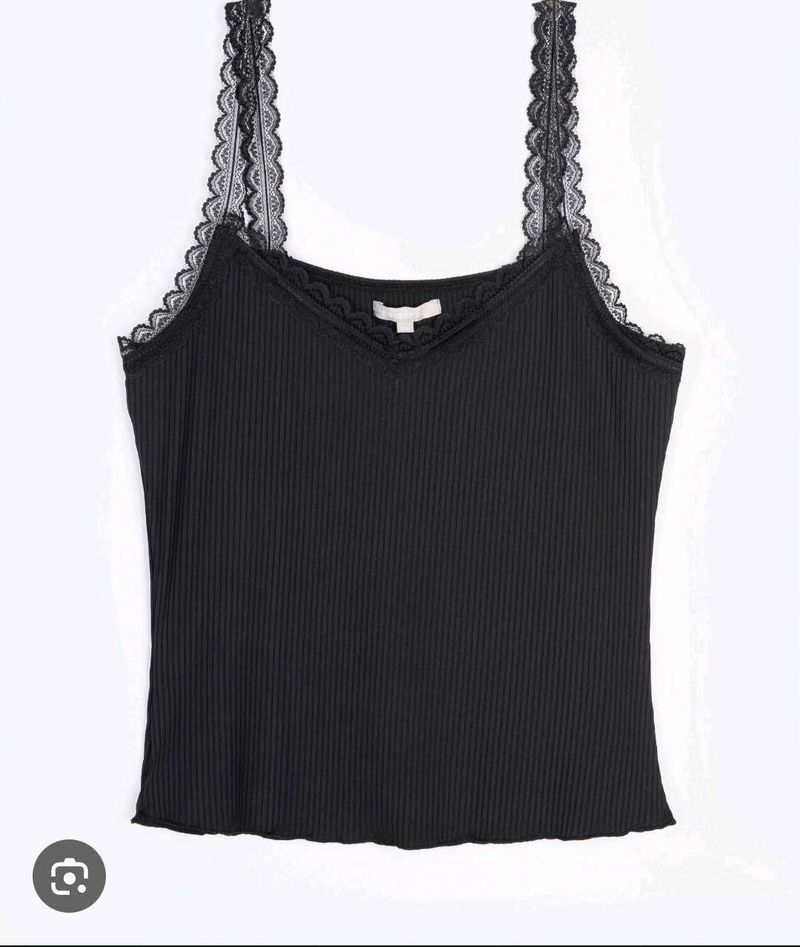 Black Lace Trim Cami Top with brief 👍