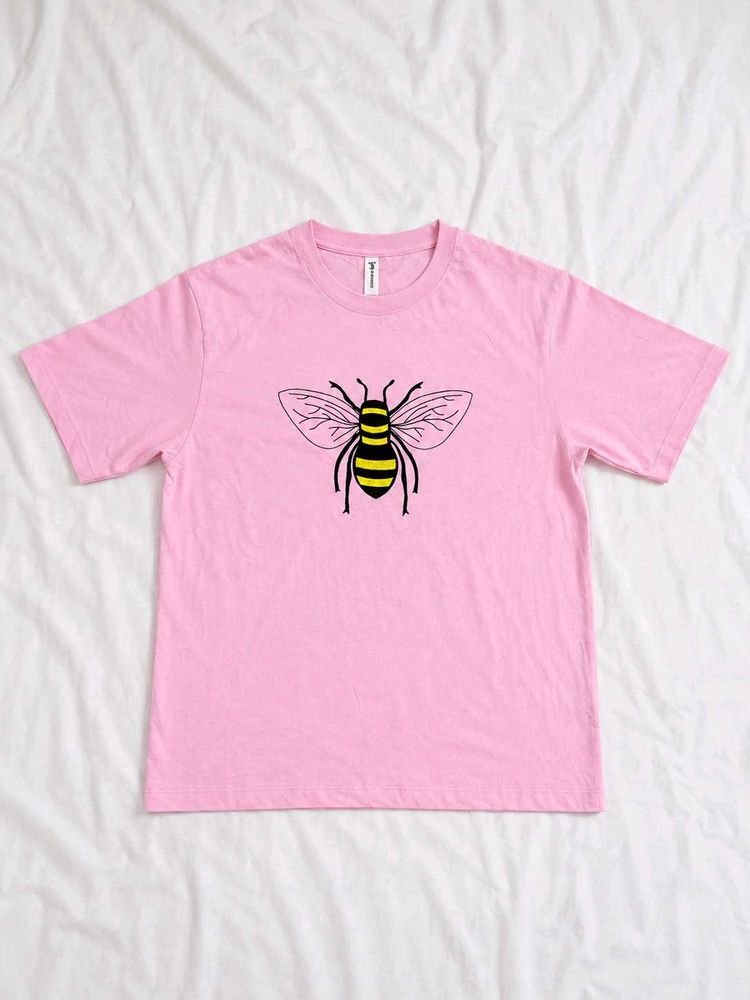 Cute Pink Bee Graphic T-Shirt