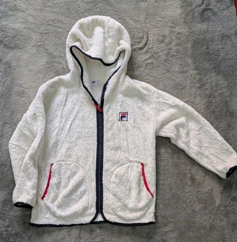 Cozy White Fila Fleece Hoodie