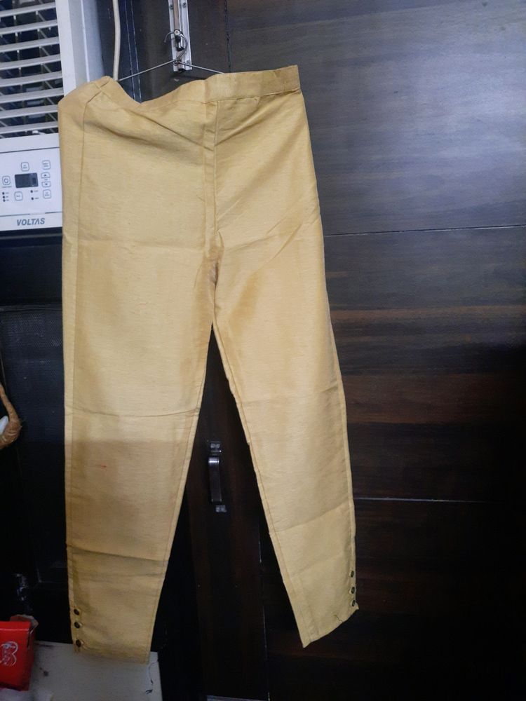 Beige Silk Pants