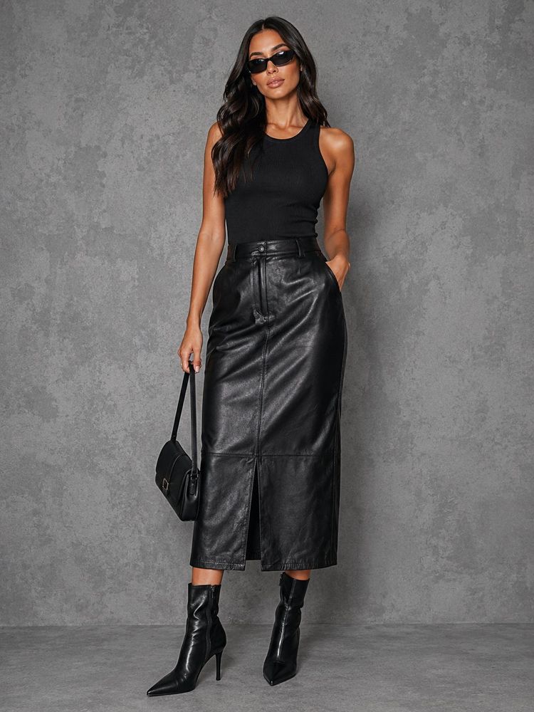 Black Leather Maxi Skirt