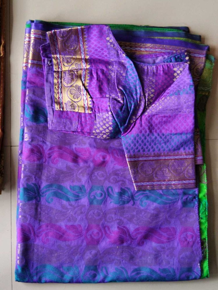 Vibrant Purple Saree with Blouse