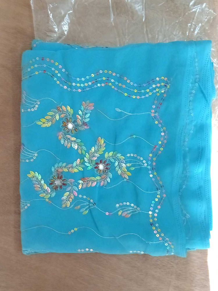Beautiful Blue multi Sequined Saree