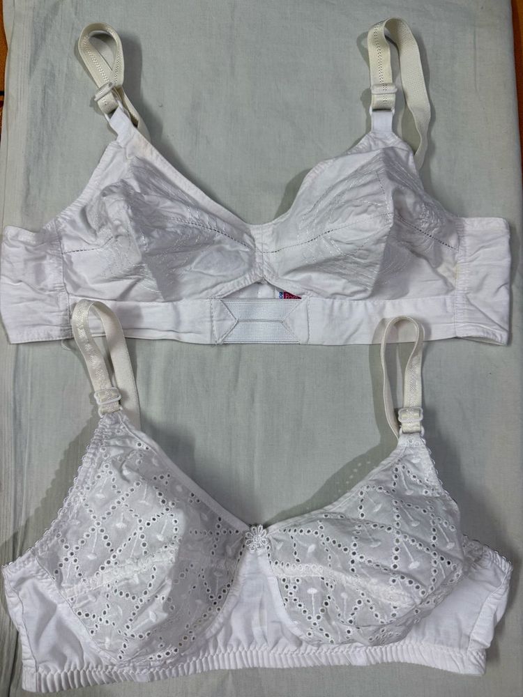 White Cotton Bras - Pack of 2
