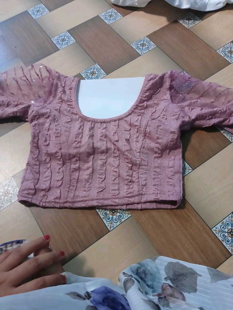 Elegant Pink Sequined Blouse