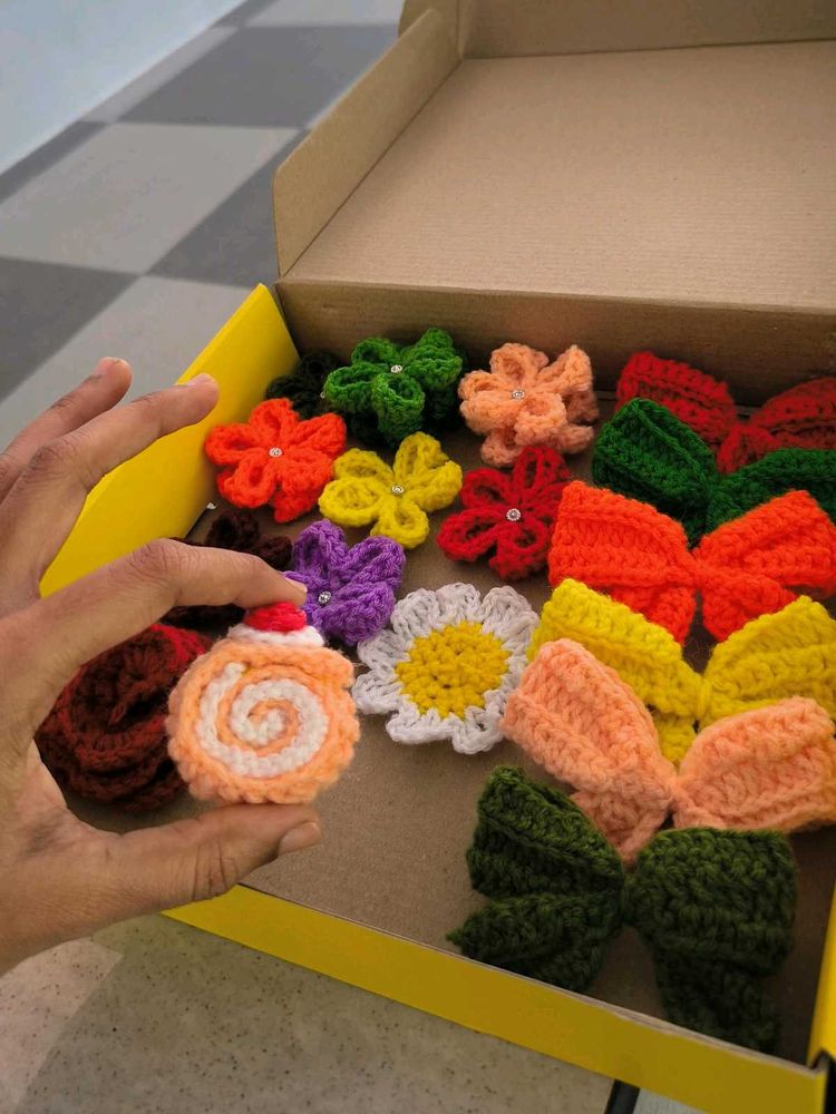 Handmade Crochet Appliques - Flowers &amp; Food