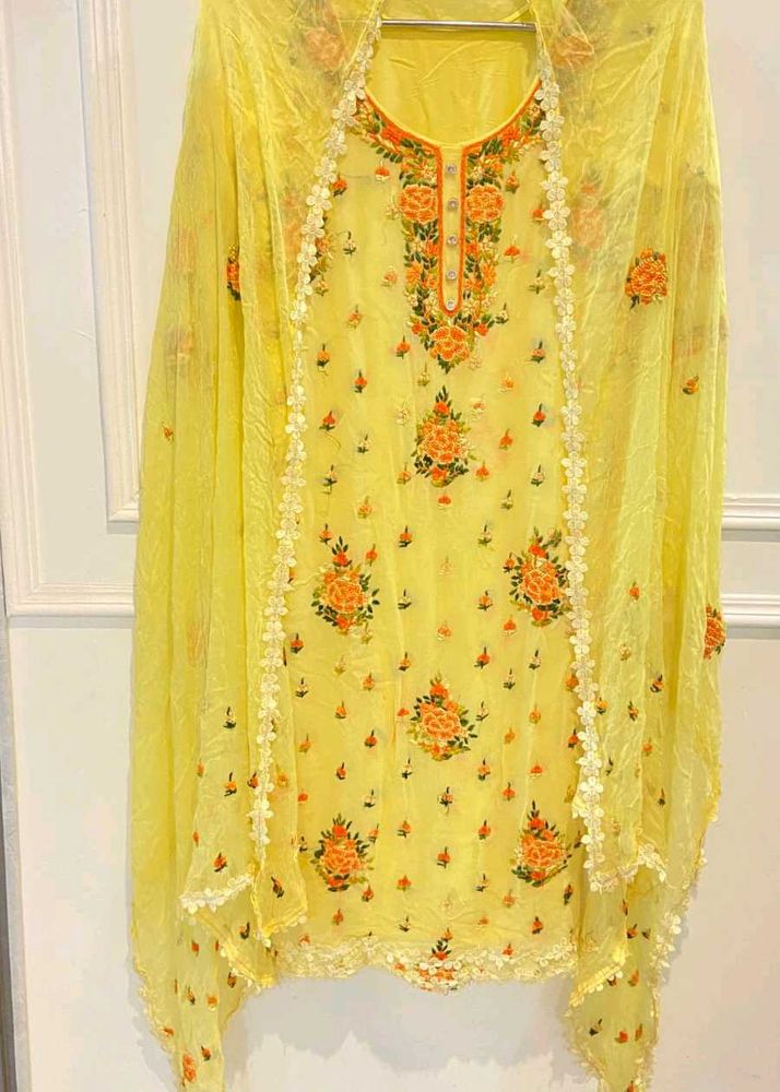 Beautiful Yellow Floral Kurta Set