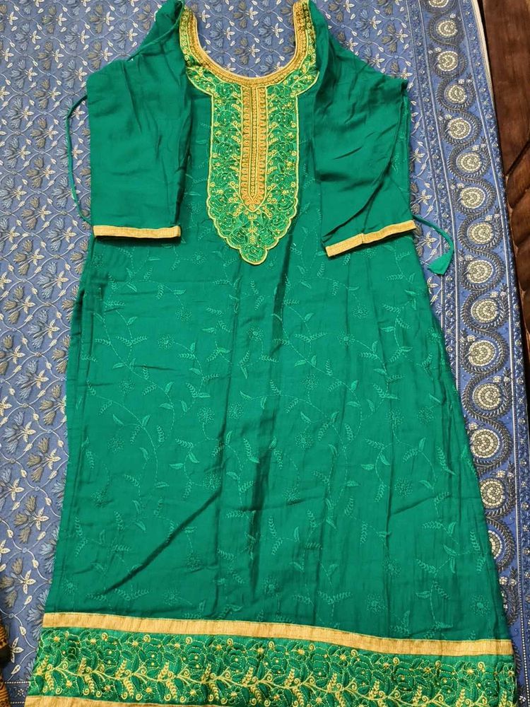Green Embroidered Kurta Set